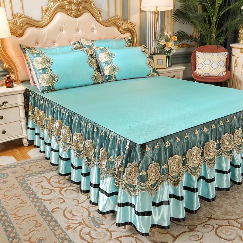 3 шт., мягкий коврик для льда, покрывало на кровать, комплект простыней с вышивкой, который можно стирать в машине, с фиксированной резинкой для размера Queen King Size