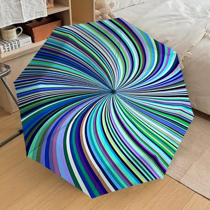 1pc twirl psychedelic Automatic Open/Close Umbrella with Windproof, 8-Rib Sturdy Canopy, Durable Ribs, Fashionable Design1234A