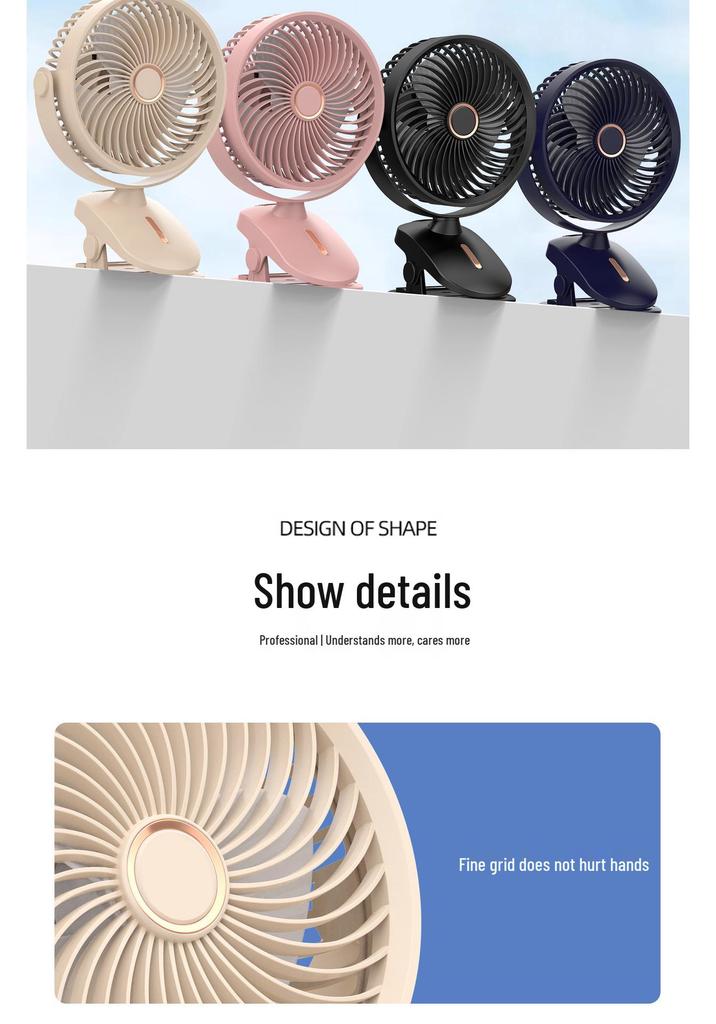 6-Inch USB Rechargeable Mini Fan with Night Light for Desktop, Office, Dorm