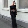 Tooxika Весна и осень Женская мода одно плечо с длинными рукавами, открывающее талию сетчатое платье с вставками на бедрах