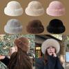 Cold Fluffy Fur Bucket Hat Thicken Plush Fisherman Hat New Berets  Women