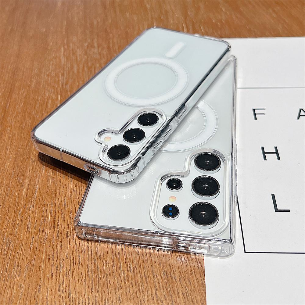 For Magsafe Wireless Charge Case For Samsung S25 S24 S23 S22 S21 S20 FE Ultra Plus A56 A36 A26 A16 A06 A55 Clear Acrylic Cover