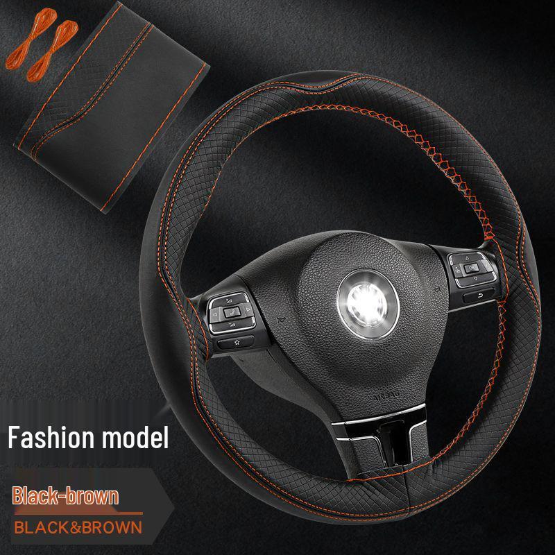Чехол на руль из натуральной кожи, ручной работы, нескользящий, верхний слой из коровьей кожи, впитывающий пот, универсальный для всех сезонов.
