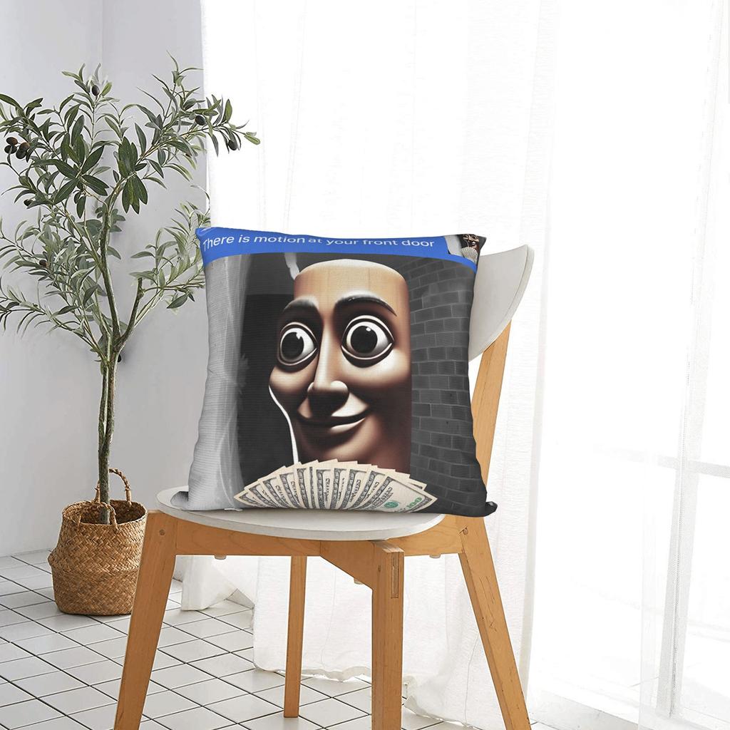Pillow Case There Is Motion At Your Front Door Tung Sahur Tuff Meme Graphic Pillow Cover Home Decor Retro Trendy Pillowcases