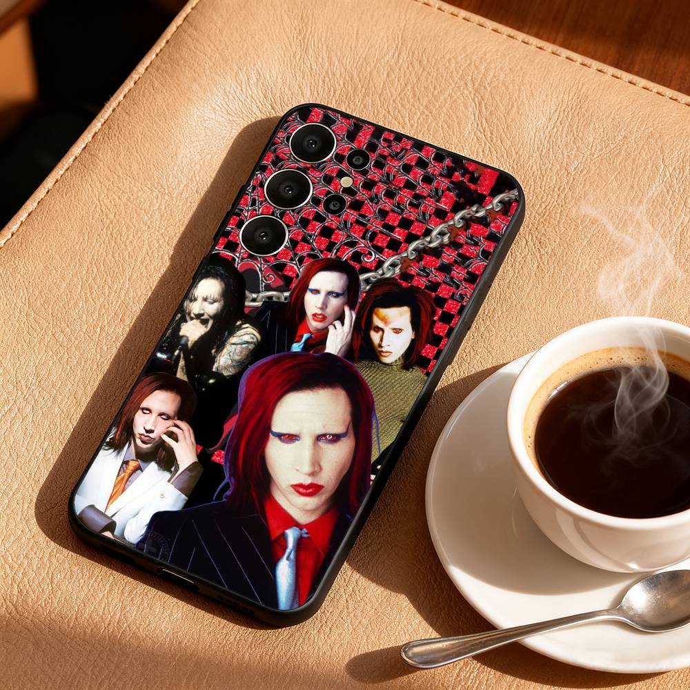 Чехол для телефона M-Manson M-MarilynS Singer для Samsung S26,S25,24,23,22,30,21,10,9,Ultra,Plus,Lite, Черный Мягкий Чехол