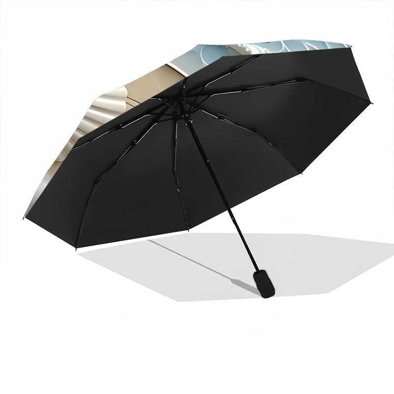 1pc Seashells Oceanwaves Automatic Open/Close Folding Umbrella - Compact 8-Rib Design, Daily Use, Perfect Gift for Friends & Family yy260327070
