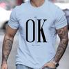 Men's 100  Summer Loose Fit   OK Printed T-shirt Tops Cool Design Street Short Sleeve Top Tee  Clothing