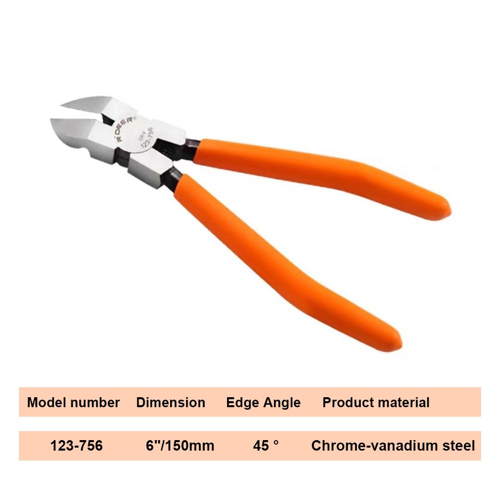6" Plastic Cutting Pliers Multi Functional Steel Nipper Double-Edged CR-V Tip Electrical Wire Cutters for Sprue Burrs Hand Tool