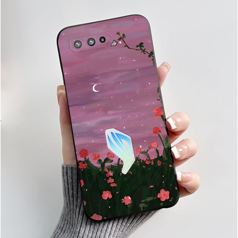 Чехол для Asus ROG Phone 5 5s ZS673KS I005DA I005DB ZS676KS Чехол Эстетичный Модный Милый Кот Мягкий Силикон Черный ТПУ Задняя Крышка