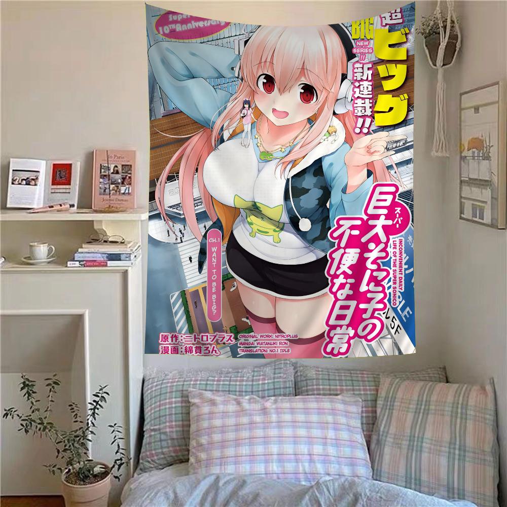 Japanese Super Sonico Comic Classic Anime Tapestry Bedroom Wall Hanging Fabric Living Room Home Dorm Decor Art Home Decor