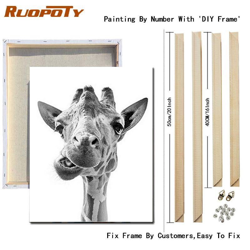 RUOPOTY Рамка для самостоятельной сборки, кошки, животные, картины по номерам, наборы для самостоятельной сборки, ручная роспись маслом, современное настенное искусство, холст для домашнего декора 40x50 см