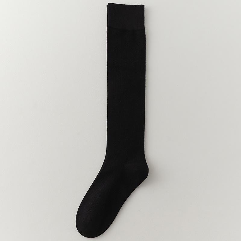 2024 Autumn/Winter Women's Angora Red Over-the-Knee Wool Socks - JK Style Vertical Stripe, Slimming Scrunched Calf.
