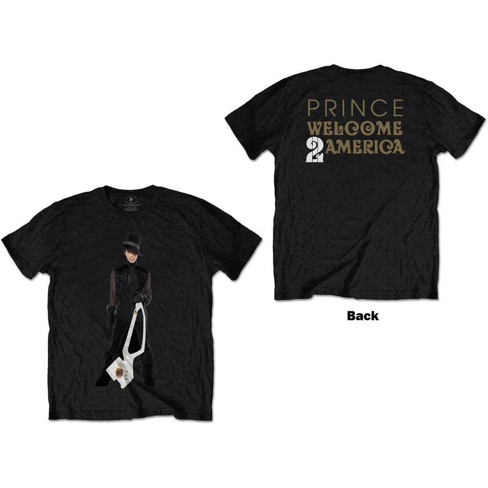 Prince W2A Белая футболка унисекс с гитарой