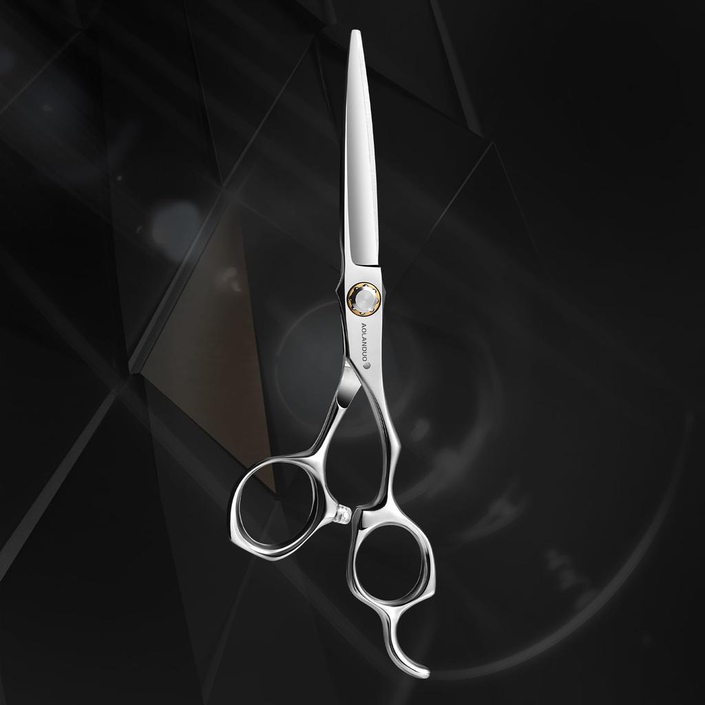 Профессиональные ножницы для стрижки волос AOLANDUO имеют длину 6 дюймов и изготовлены из очень острой стали 440C, имеют плавное движение и прекрасно подходят для