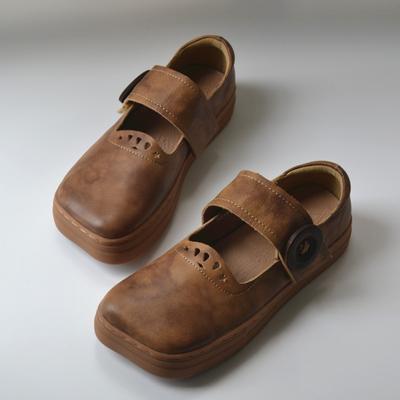 Мода Ретро ностальгия Японская платформа коровья кожа женская обувь гладиатор Римская кожа женская обувь Корейские мокасины Оксфорды