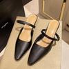 Fashion 2025 Spring Summer New Baotou Half Slippers High-heeled Shoes Fashion Shallow Mouth Elegant Mules Solid Color Slipper Sandals