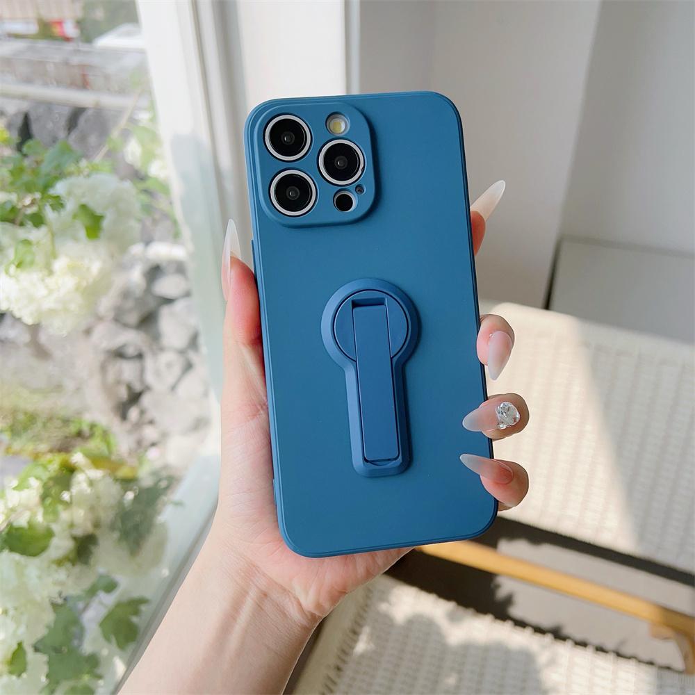 Newest Hidden Folding Bracket Stand Phone Case For iPhone 17 15 16 Plus 14 13 12 11 Pro Max X XR XS Matte Silicone Cover