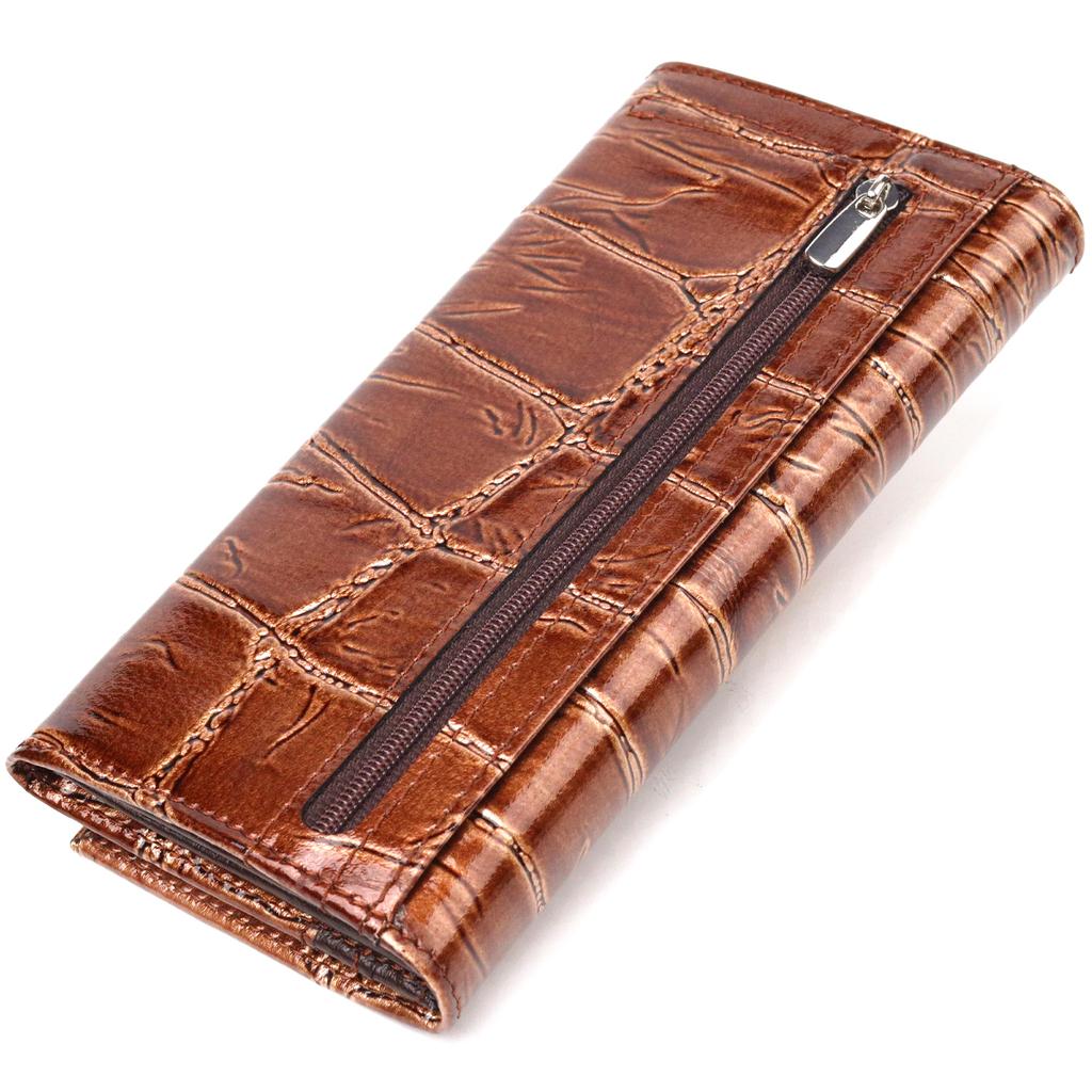 Необычный Женский кошелек из натуральной фактурной кожи CANPELLINI Wallet 21652 Коричневый