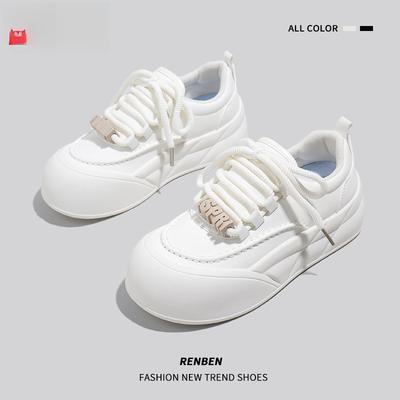 Белые женские удобные дышащие нескользящие кроссовки на открытом воздухе с уклоном на каблуке 2025 - корейская дышащая повседневная обувь с низким верхом