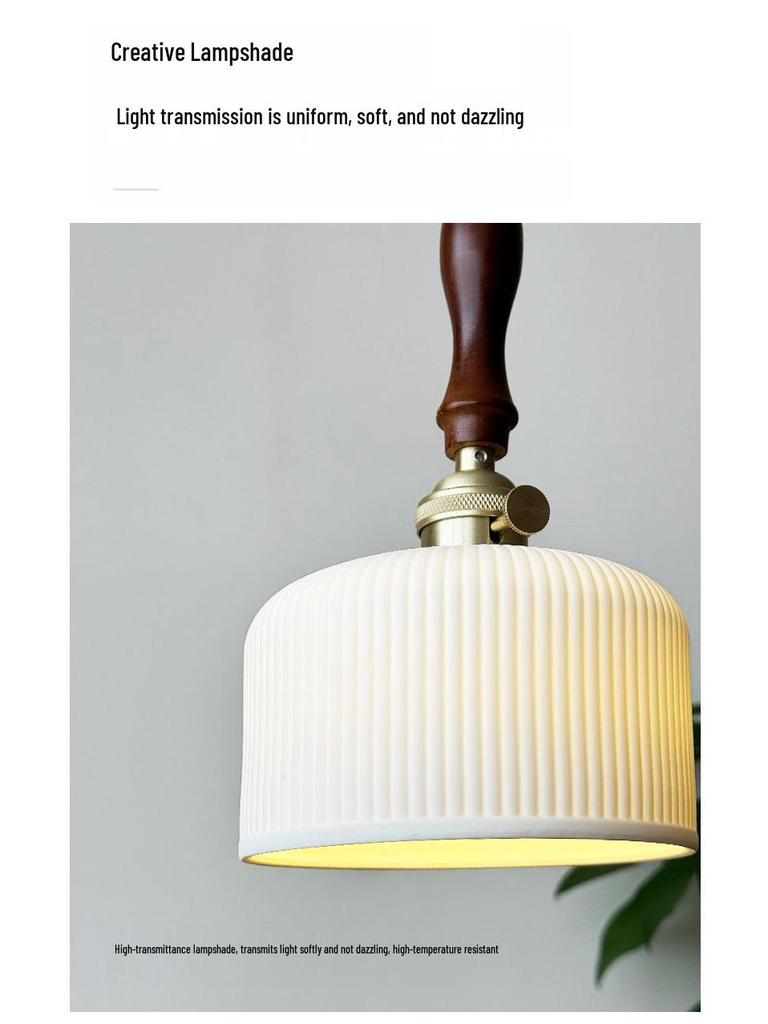 Vintage Walnut & Brass Glass Pendant Light for Bar, Counter, or Bedroom