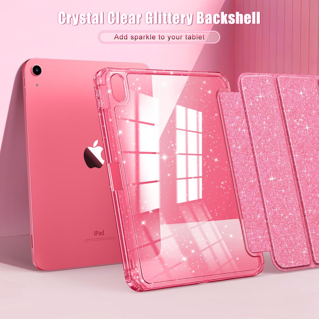 Чехол для iPad (А16) Чехол для iPad 10-го поколения 2022 года, 10,9 дюйма, 11-е поколение 2025 года, блестящий чехол из ТПУ с прозрачной блестящей задней крышкой