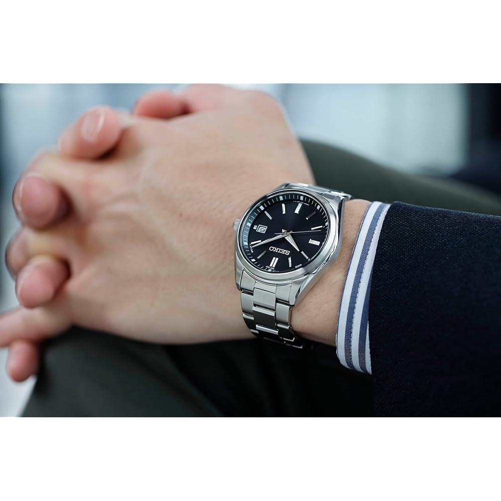 Мужские часы Seiko Selection SBTM323 с солнечной батареей и радиоконтролем, черный циферблат, индикатор даты, водозащита 10 Бар, нержавеющая сталь