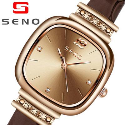 Брендовые часы SENO, женские водонепроницаемые женские легкие роскошные часы, ретро, ​​маленький сахарный кубик, кварцевые часы