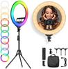 Ayutong 18-дюймовая светодиодная кольцевая лампа инновационная модель RGB кольцо Фотография актриса бесступенчатый 3500K в 3 цветном режиме 18 цветов RGB высокая селфи-съемка с