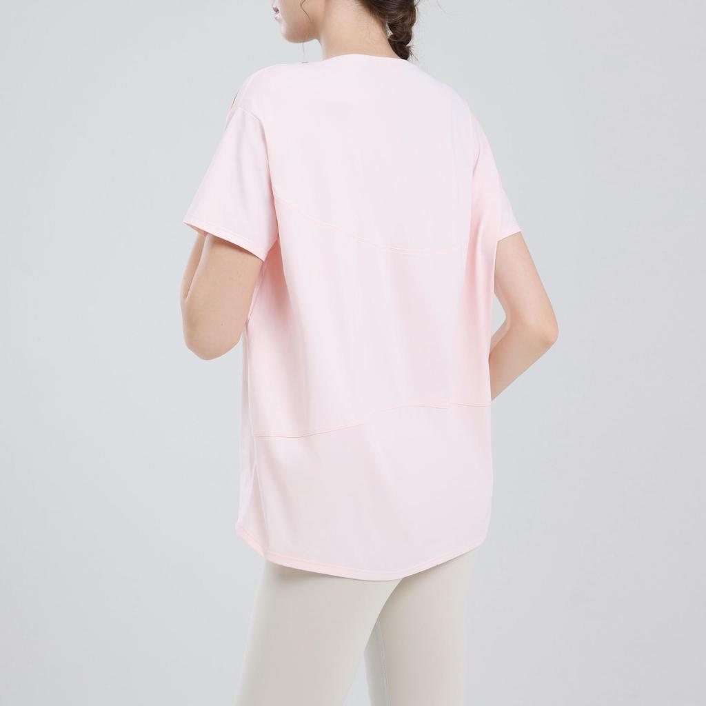 Женский спортивный жилет телесного цвета: Свободные, закрывающие бедра, стройнящие топы для йоги и летние тренировочные футболки с короткими рукавами.