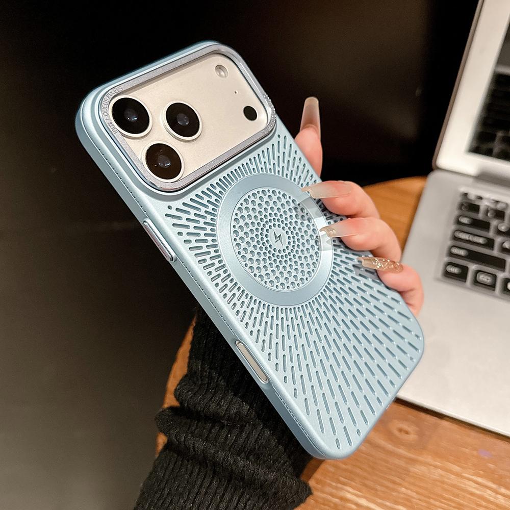 Роскосный Охлаждающий Чехол с Рассеиванием Тепла Полый Для iPhone 17 15 14 13 16 12 Pro Max Plus 17Pro 17 Для MagSafe Магнитный Матовый Чехол