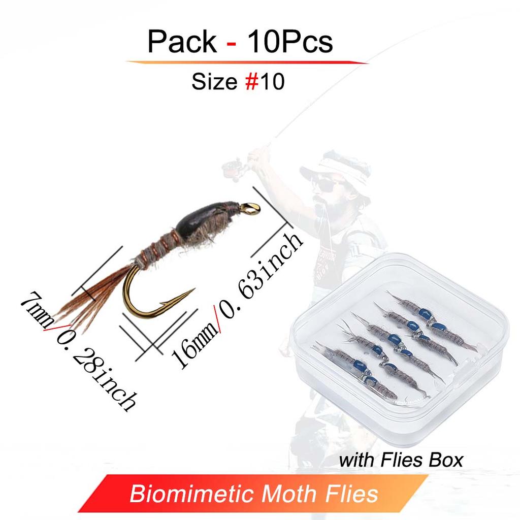 5/10 шт. искусственная приманка для ловли рыбы нахлыстом HaresEar Nymph Dry Flies, с коробкой для мух, для ловли форели, окуня, панфиша, приманки