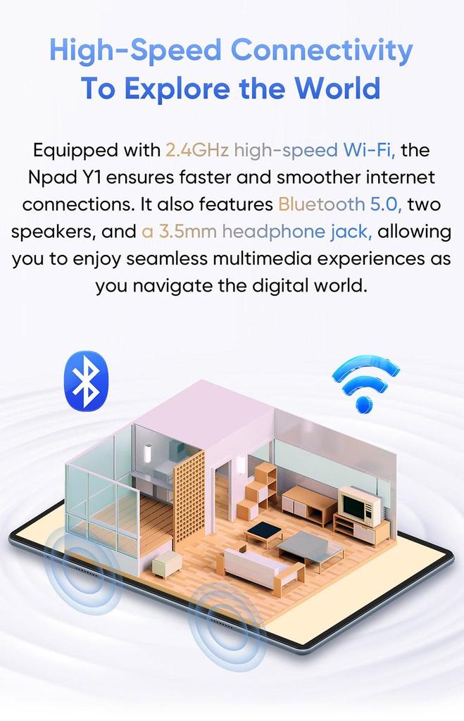 N-one Планшет Npad Y1 с диагональю 10,1 дюйма, сенсорным экраном HD IPS 1280x800, Rockchip 3562, Android 13, 4 ГБ + 4 ГБ ОЗУ, 64 ГБ ПЗУ