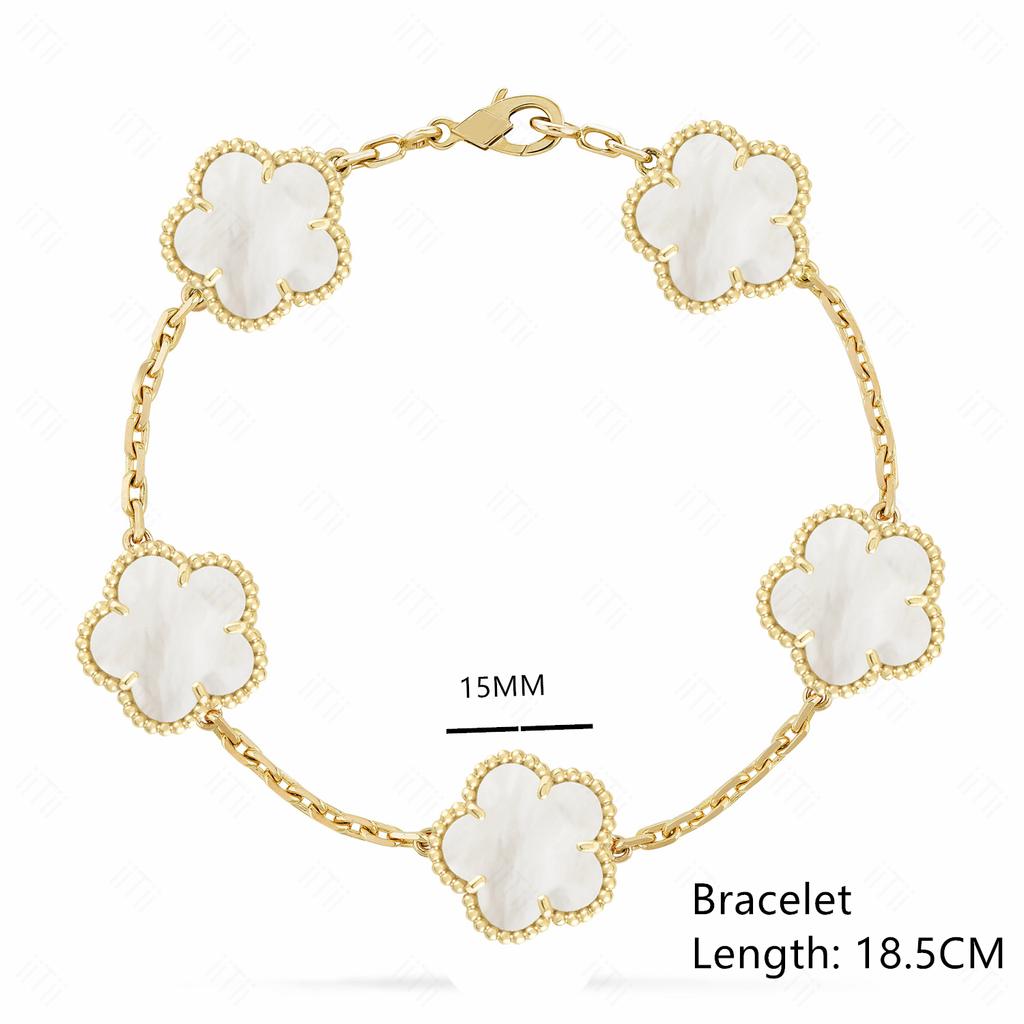 High-quality Fashion Brand Gold Silver Lucky Flower Clover Mother-of-pearl Bracelet Women's Natural Gem Hot Sale