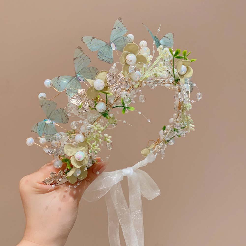 Bohemia Style Girls Garland Simulation Flower Flower Headdress Butterfly Fairy Hair Hoop  Women