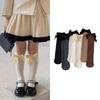Cotton Blend Knee High Socks Knit Texture Ribbed Knit Socks Children's Stockings For Daily Wear