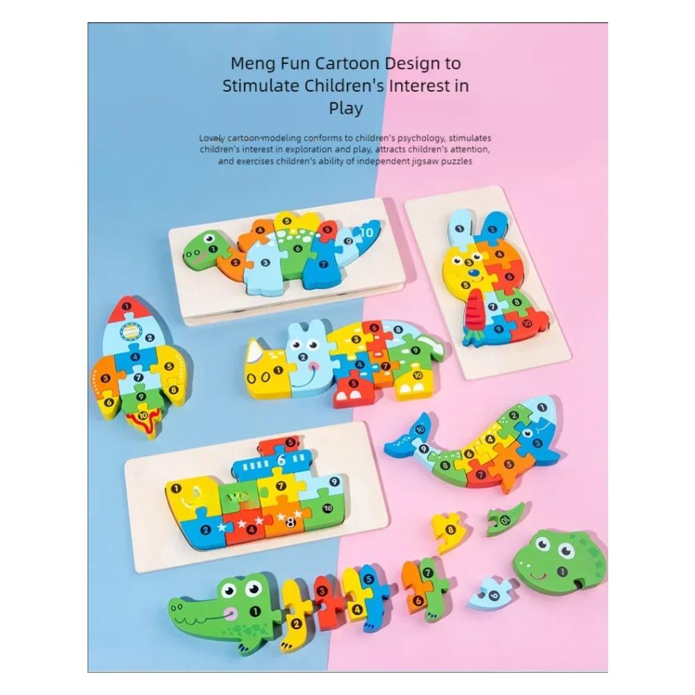 3D Colored Puzzles for Children 2 years old+, Jigsaw, Wooden Toys, Cartoon, Animal, Traffic, Intelligence, Early Education