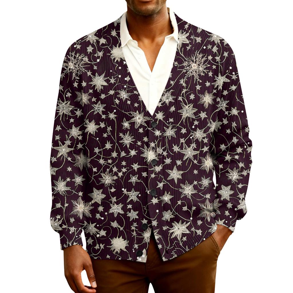 Мужской кардиган с длинным рукавом, рубчатой вязки