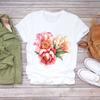 Flower Printing T Shirt Women Summer Casual Tshirts Women's Aesthetic T-Shirts Harajuku Graphic Kawaii Female T-Shirt Tee Tops