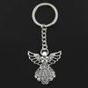 Fashion Guardian Angel 42x38mm Pendant 30mm Key Ring Metal Chain Silver Color Men Car Gift Souvenirs Keychain