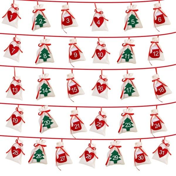 Christmas Decoration for Home Date 1-7 1-12 1-24 1-31 Fabric Christmas Advent Calendar Garland Wall LS