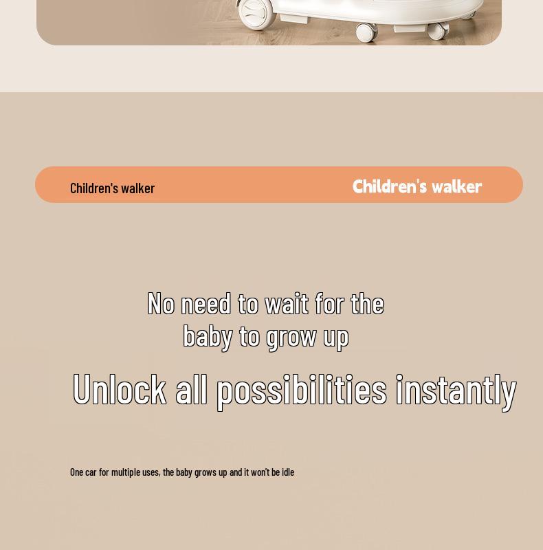 Детские ходунки-каталка «Два в одном» для мальчиков и девочек - Нескользящая, защита от опрокидывания