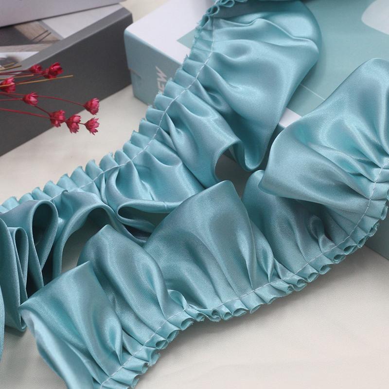 10 м Двухслойная оборка с кружевной отделкой, блестящая атласная плиссированная лента, кромка ткани, подгиб для свадебного платья, кукольного платья, DIY детское шитье, рукоделие