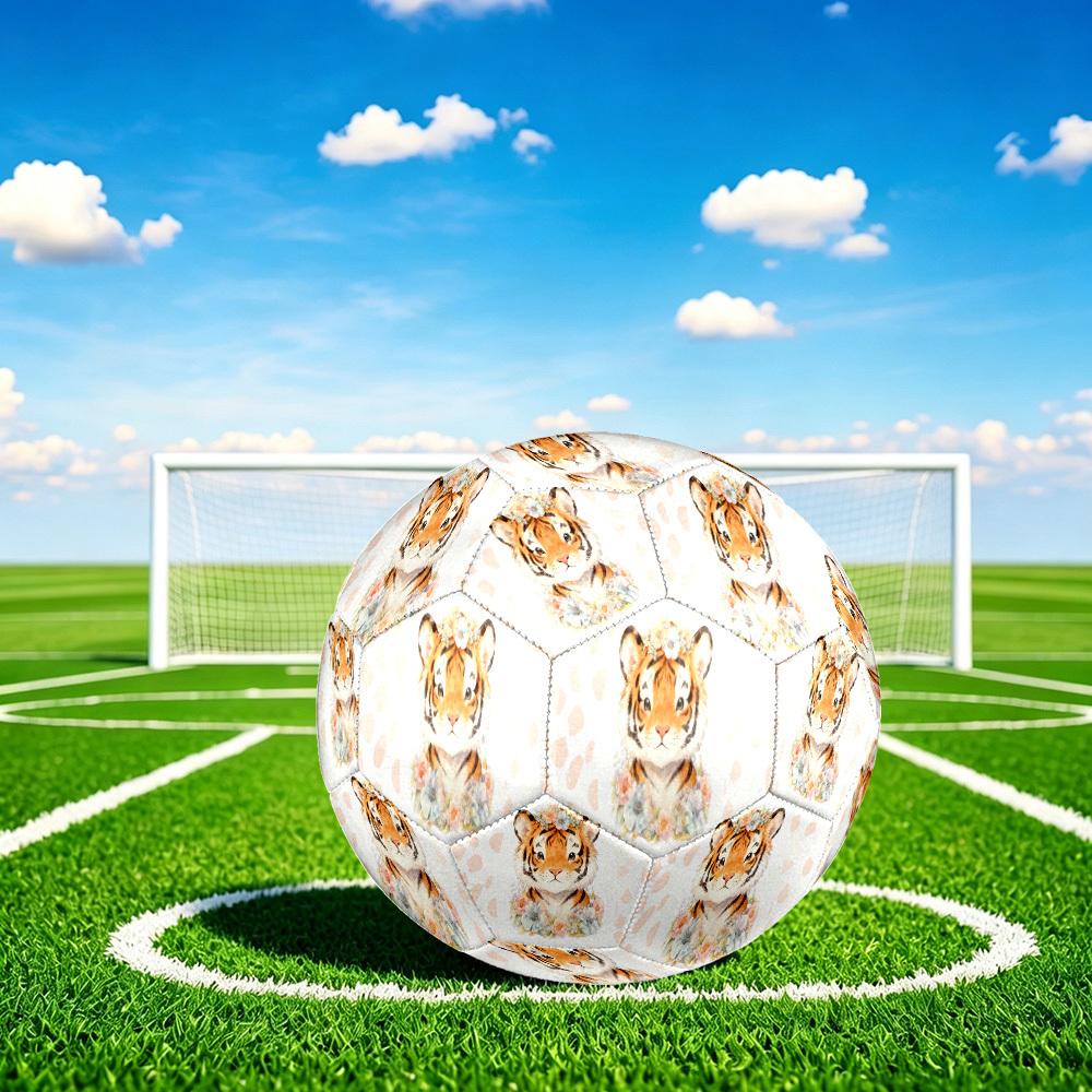 1pc Floral Tiger Portrait Size 5 Soccer Ball Professional Match Training Football Indoor &Outdoor Sports Ball Lightweight Durable c6589