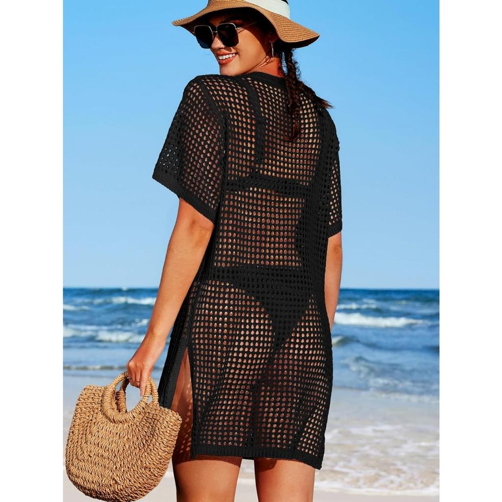 Charmleaks купальник накидка женское вязаное крючком пляжное платье на пуговицах с боковым разрезом купальный костюм накидки карманные купальники