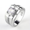 Luxury Silver Round Cubic Zircon Rings Men's Classic Jewelry