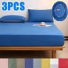 3PC High Quality Fitted Bed Sheet Soft Soft Skin Friendly Bed Sheets with Elastic Band Solid Durable Mattress Cover Home With 2 Pillowcases