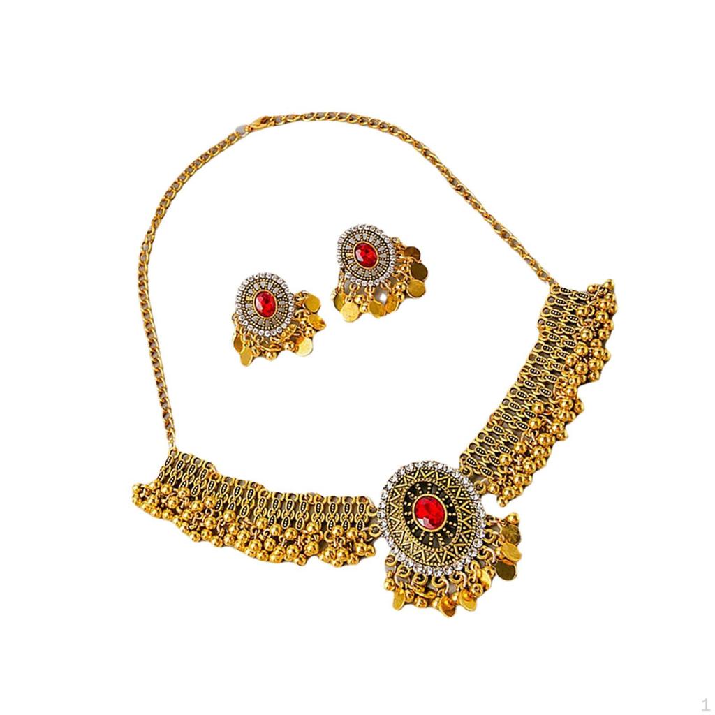 Necklace Earring Set Trendy Statement Pendant Jewelry for Brides Girls
