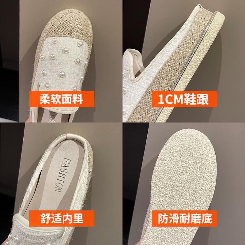 Соломенные рыбацкие полушлепанцы женские без пятки новая мода стразы кружево сумка голова полушлепанцы женские