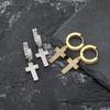 Cubic Zirconia Bling Iced Cross Earring Gold Silver Color Copper Material Earrings for Men Women Hip Hop Rock Jewelry
