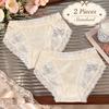 2pcs New pure lust sexy underwear for women summer high slit thin breathable and comfortable bow lace women's briefs